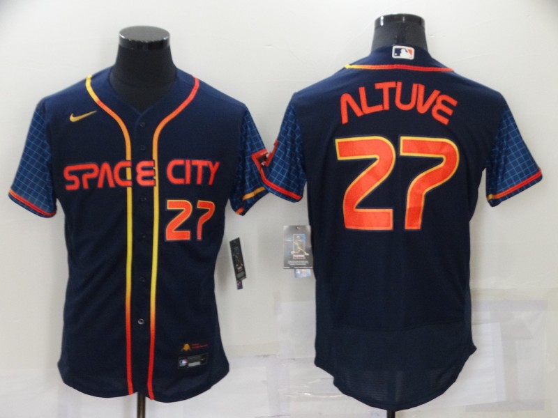 Men's Houston Astros #27 Jose Altuve 2022 Navy City Connect Flex Base Stitched Baseball Jersey Men's Houston Astros #27 Jose Altuve 2022 Navy City Connect Flex Base Stitched Baseball Jersey
